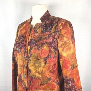 Coldwater‎ Creek Blazer Women's 14 Autumn Floral Print Cotton Blend Career